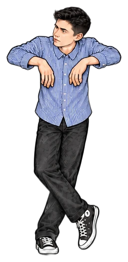 The guide leaning forward on folded arms, legs crossed